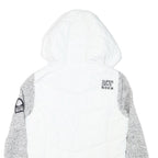 SUPERDRY Womens White & Grey Hooded Jacket XS Polyester Blend Zip Casual