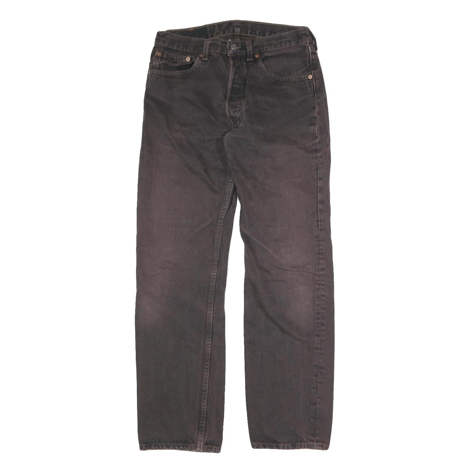 LEVI'S 501 Mens Jeans Black Regular Straight Denim W30 L29 Classic Button Fly