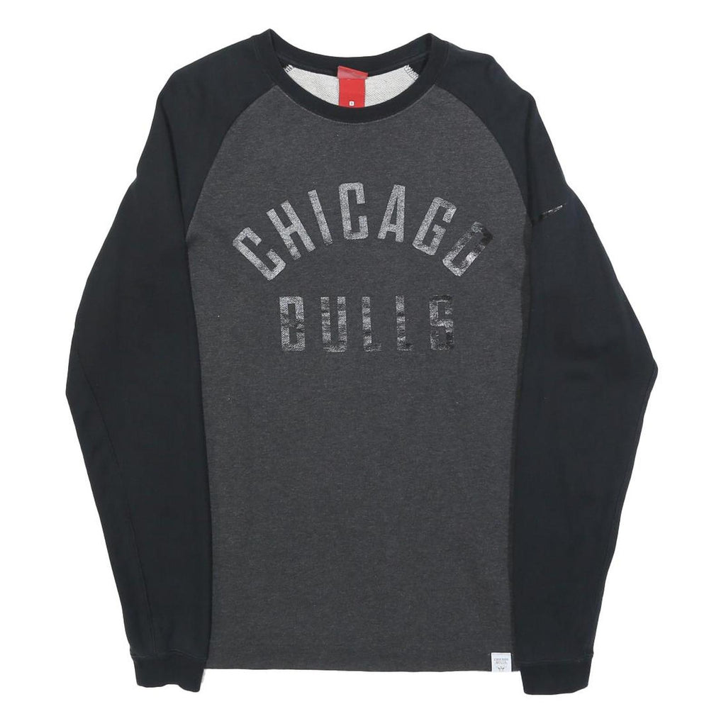 NIKE Mens Black & Grey Chicago Bulls Crew Neck S Cotton Blend Sweatshirt