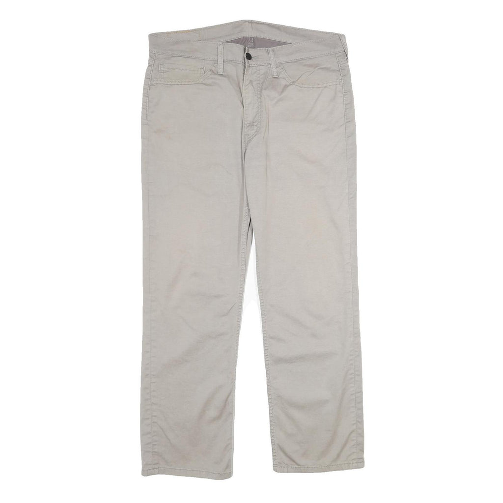 LEVI'S Mens Classic Cotton Blend Beige Trousers W36 L30 Zip Regular Fit Straight