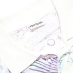 REEBOK Mens White & Purple Abstract Print Short Sleeve Polo Shirt XL Cotton