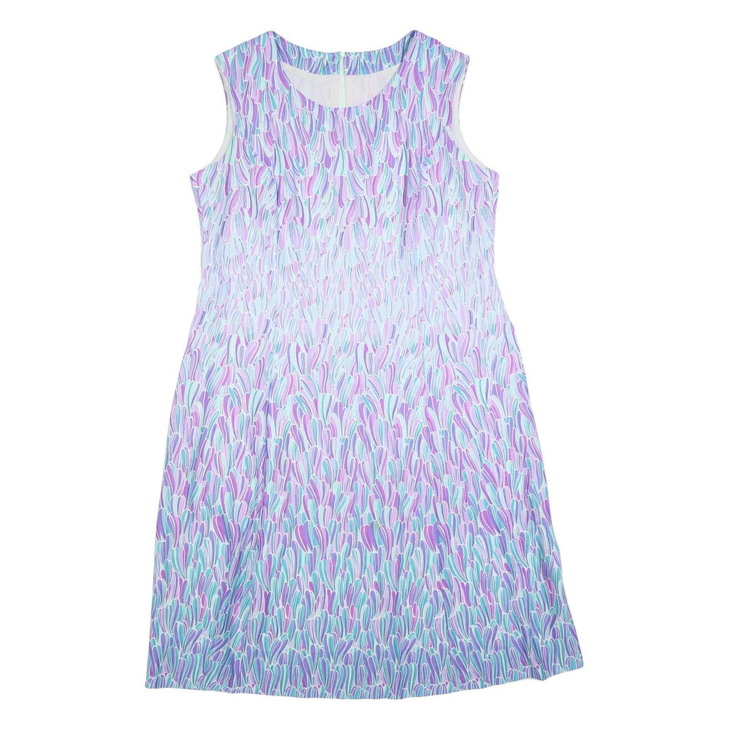 Womens Purple Sleeveless Day Dress Polyester Blend XL Abstract Pattern Casual