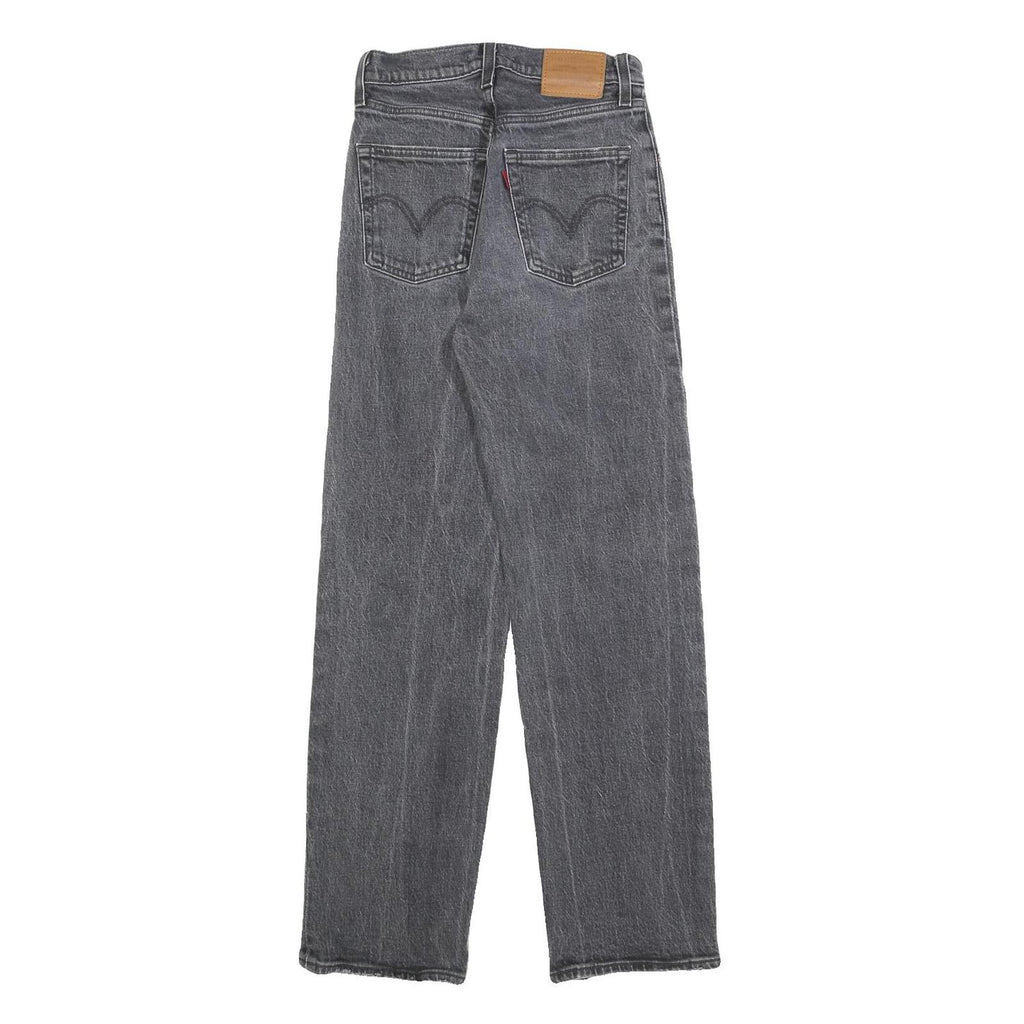 LEVI'S Womens Regular Fit Black Denim Jeans W24 L29 Classic Cotton Button