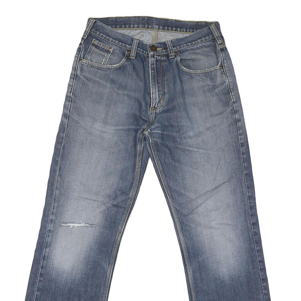 CARHARTT Mens Regular Fit Blue Straight Denim Rinse W32 L33 Zip Jeans