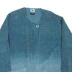 TUMI Womens Blue Jacket L Cotton Blend Button Plain Casual Comfortable