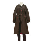 Womens Brown Wool Blend Button Jacket L Classic Fit Long Sleeve Plain