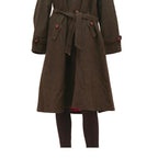 Womens Brown Wool Blend Button Jacket L Classic Fit Long Sleeve Plain