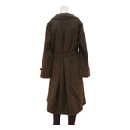 Womens Brown Wool Blend Button Jacket L Classic Fit Long Sleeve Plain