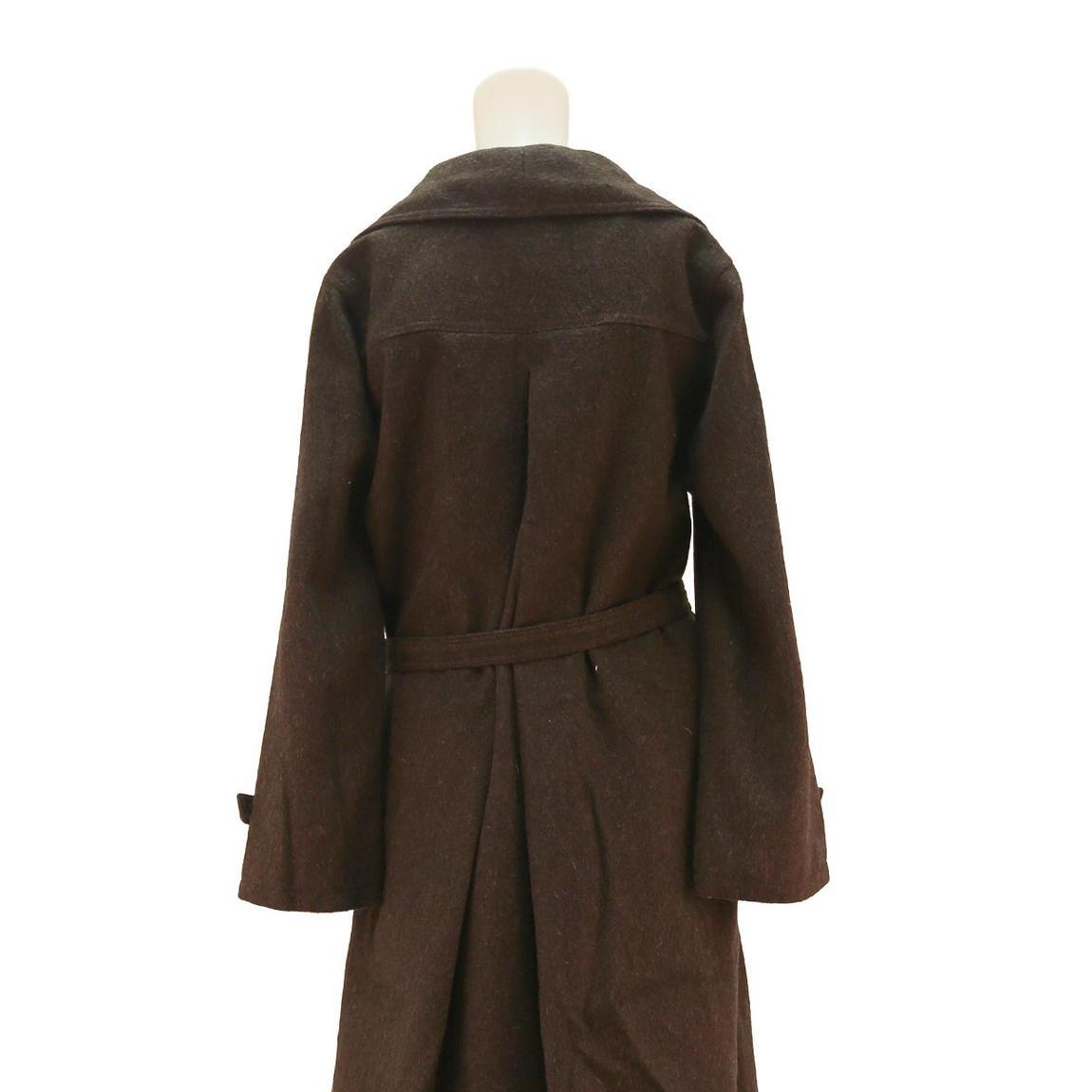 Womens Brown Wool Blend Button Jacket L Classic Fit Long Sleeve Plain