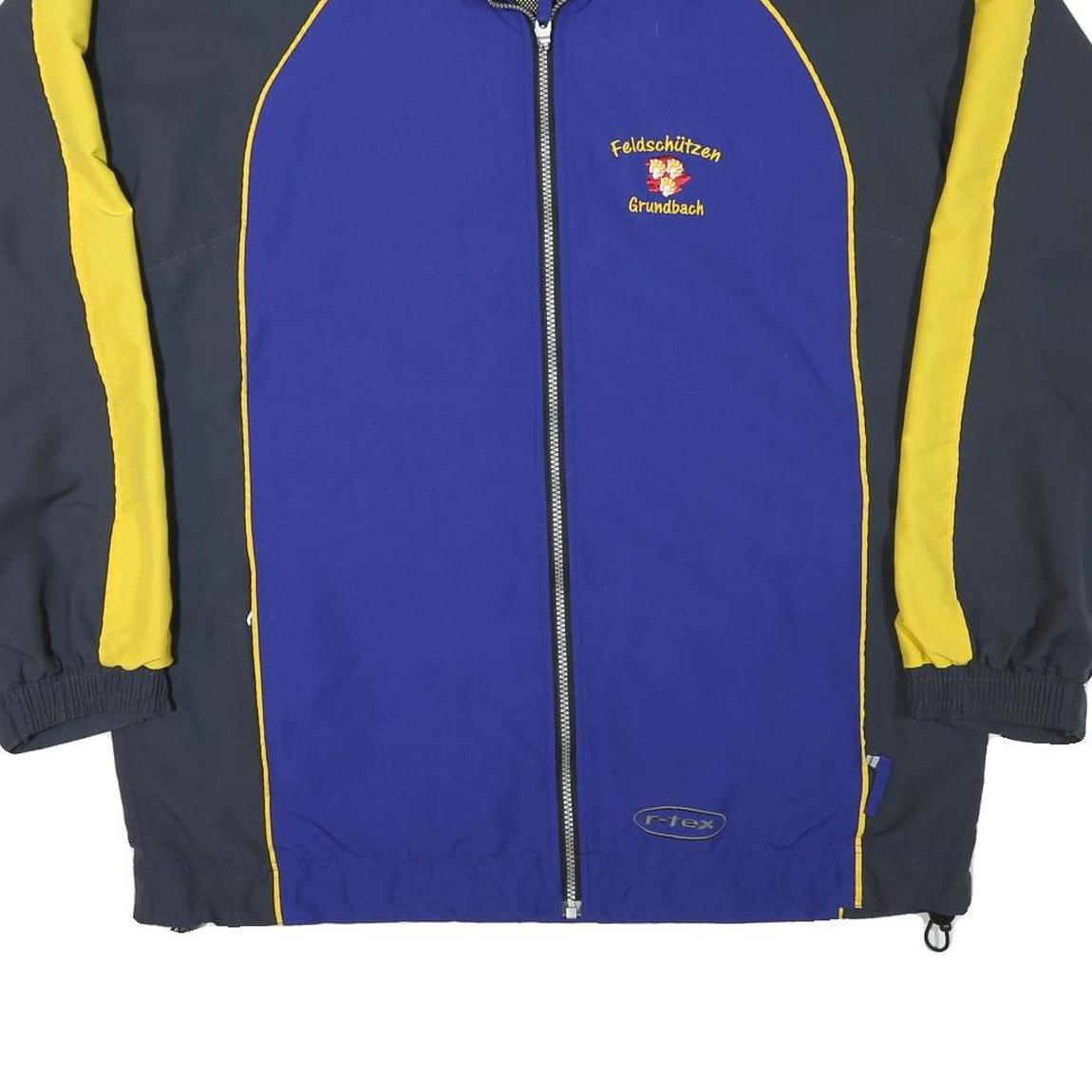 R-TEX Mens Blue & Yellow Zip Jacket XL Polyester Blend Sports Embroidered