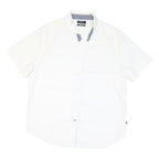 NAUTICA Mens White Casual Shirt XL Cotton Blend Classic Fit Short Sleeve