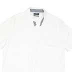 NAUTICA Mens White Casual Shirt XL Cotton Blend Classic Fit Short Sleeve