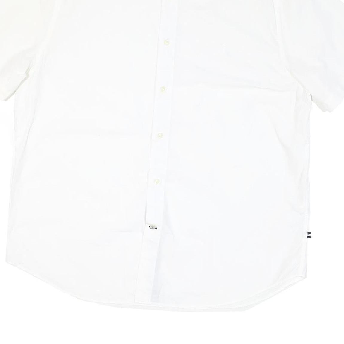 NAUTICA Mens White Casual Shirt XL Cotton Blend Classic Fit Short Sleeve