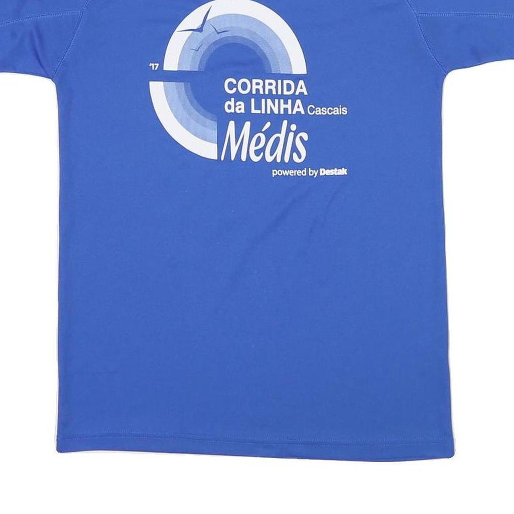 Mens Blue Polyester Blend Graphic T-Shirt M Short Sleeve Crew Neck Sport Event