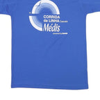 Mens Blue Polyester Blend Graphic T-Shirt M Short Sleeve Crew Neck Sport Event