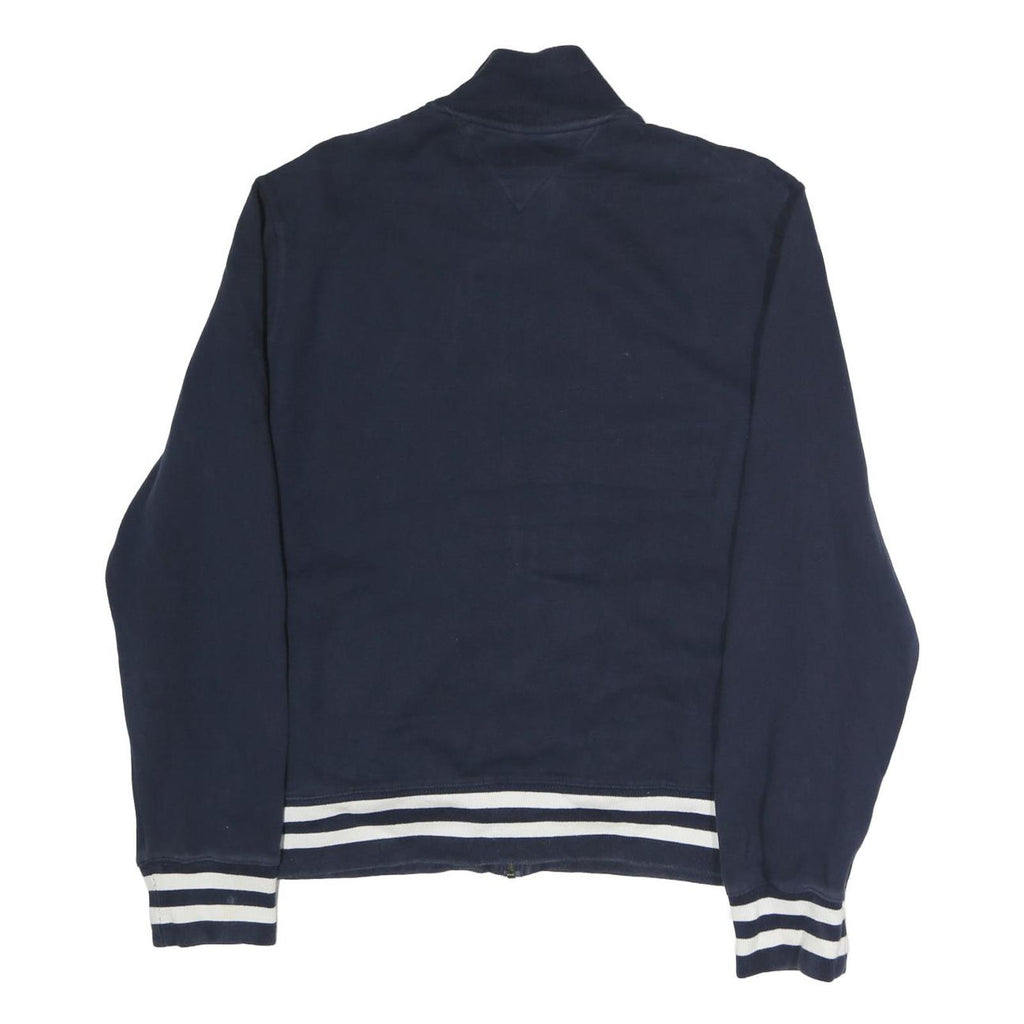 TOMMY HILFIGER Mens Navy Sweatshirt Full Zip S Striped Collar Cuffs