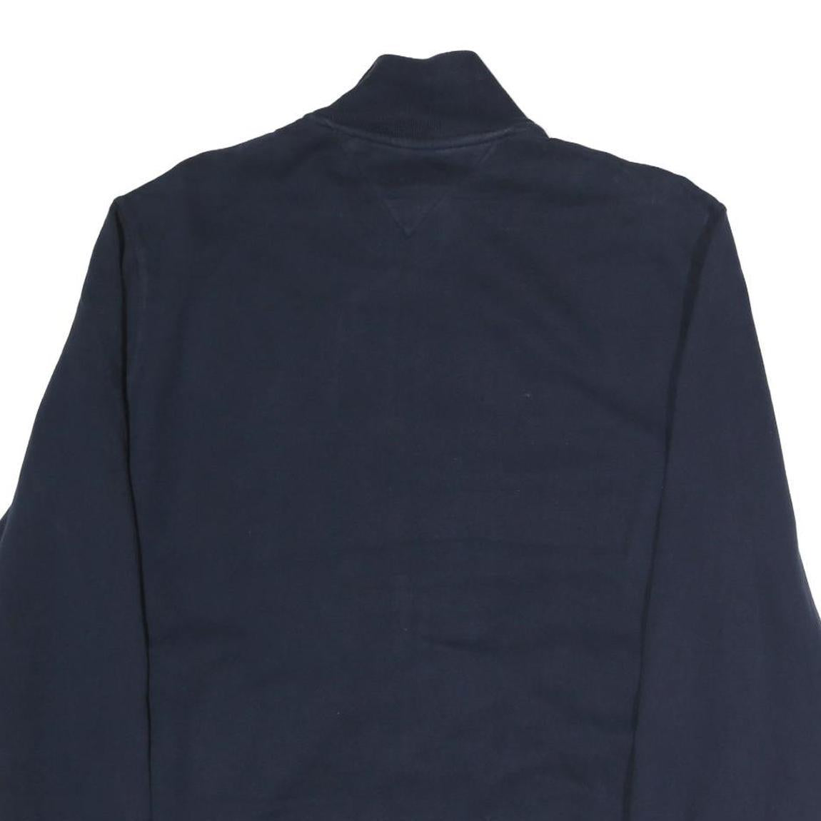 TOMMY HILFIGER Mens Navy Sweatshirt Full Zip S Striped Collar Cuffs