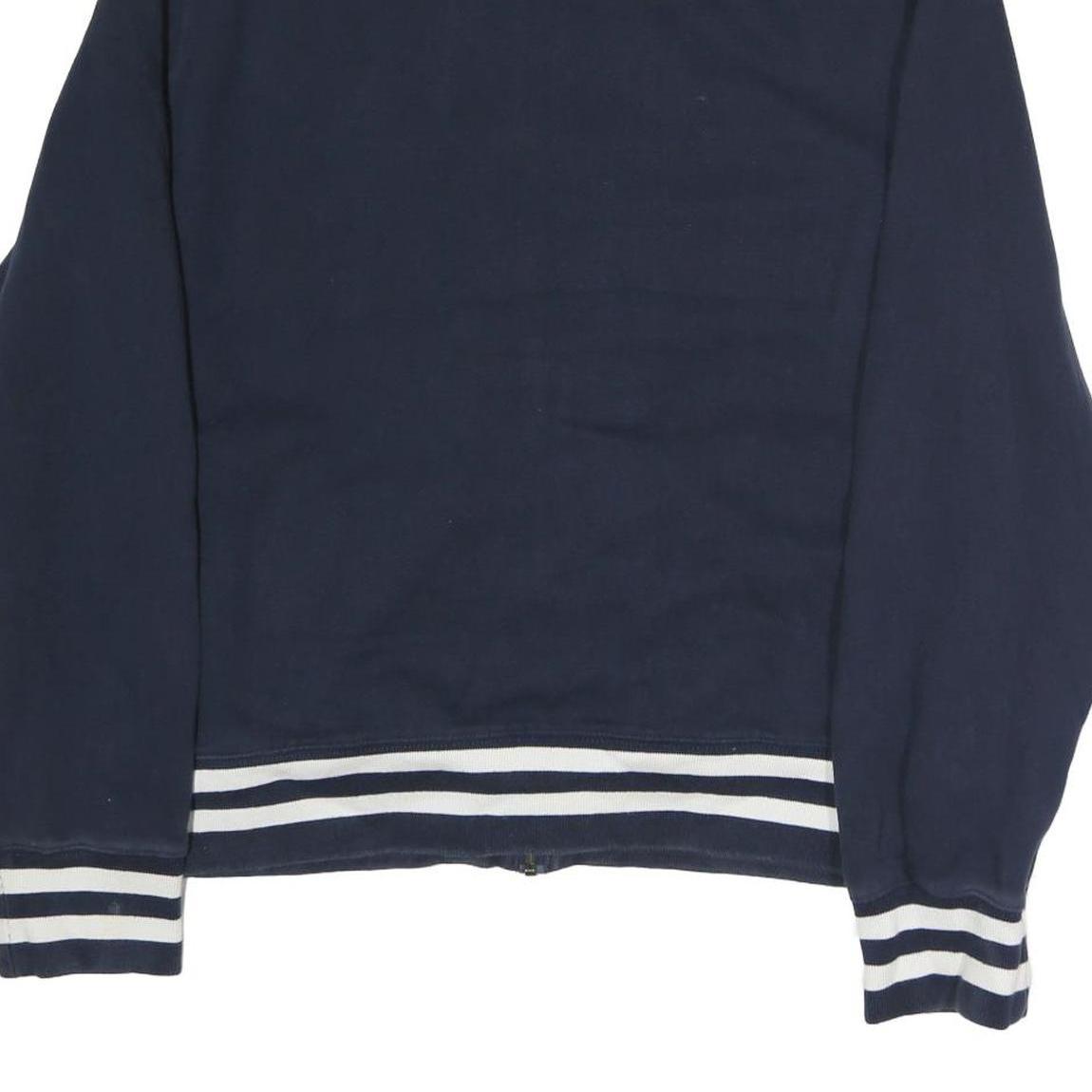 TOMMY HILFIGER Mens Navy Sweatshirt Full Zip S Striped Collar Cuffs