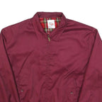 WARRIOR Mens Maroon Cotton Blend Harrington Jacket M Plain Zip Casual Retro