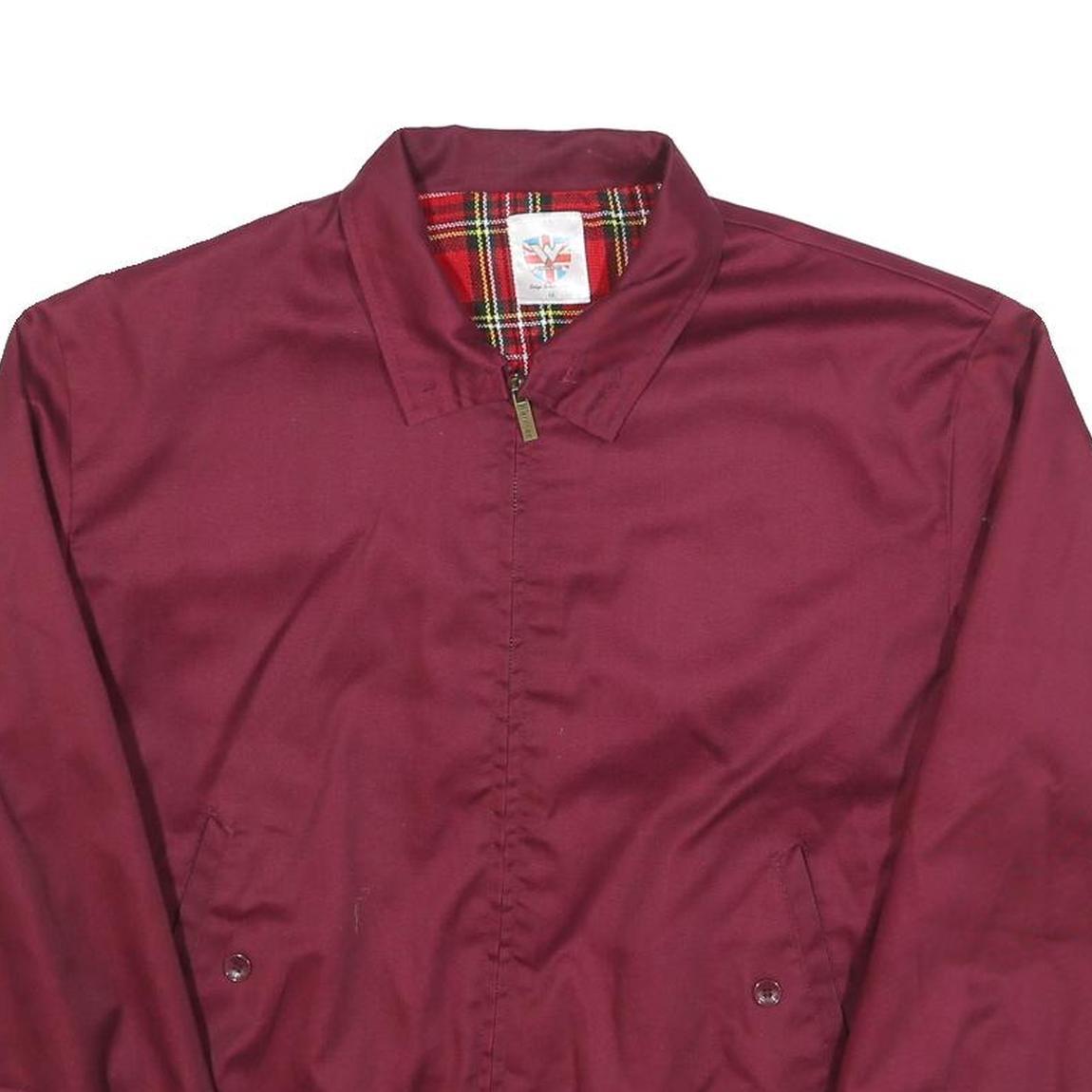 WARRIOR Mens Maroon Cotton Blend Harrington Jacket M Plain Zip Casual Retro