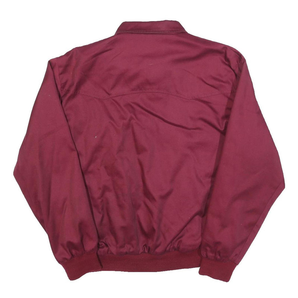 WARRIOR Mens Maroon Cotton Blend Harrington Jacket M Plain Zip Casual Retro