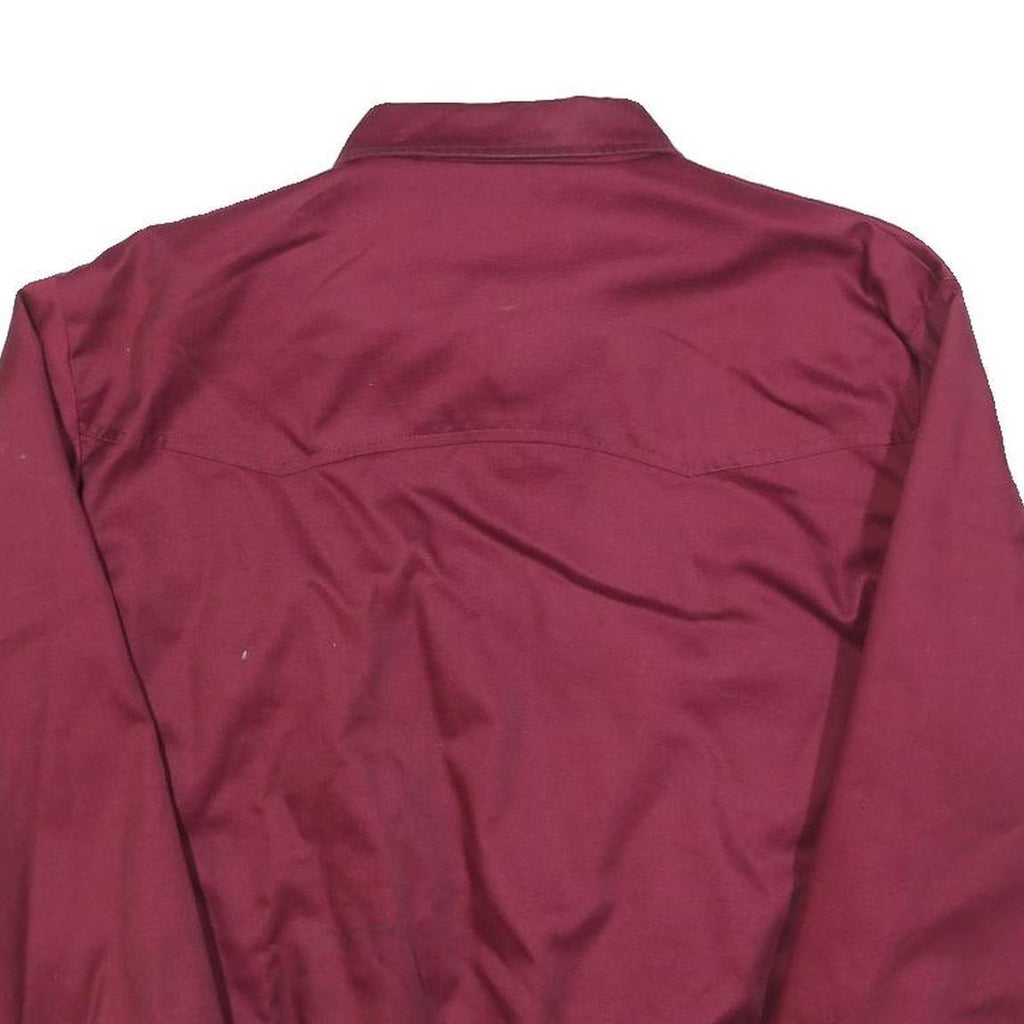 WARRIOR Mens Maroon Cotton Blend Harrington Jacket M Plain Zip Casual Retro