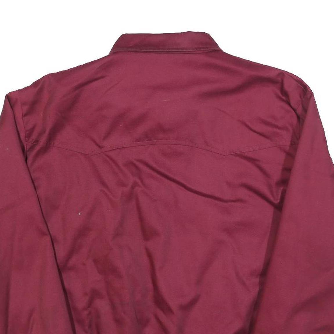 WARRIOR Mens Maroon Cotton Blend Harrington Jacket M Plain Zip Casual Retro