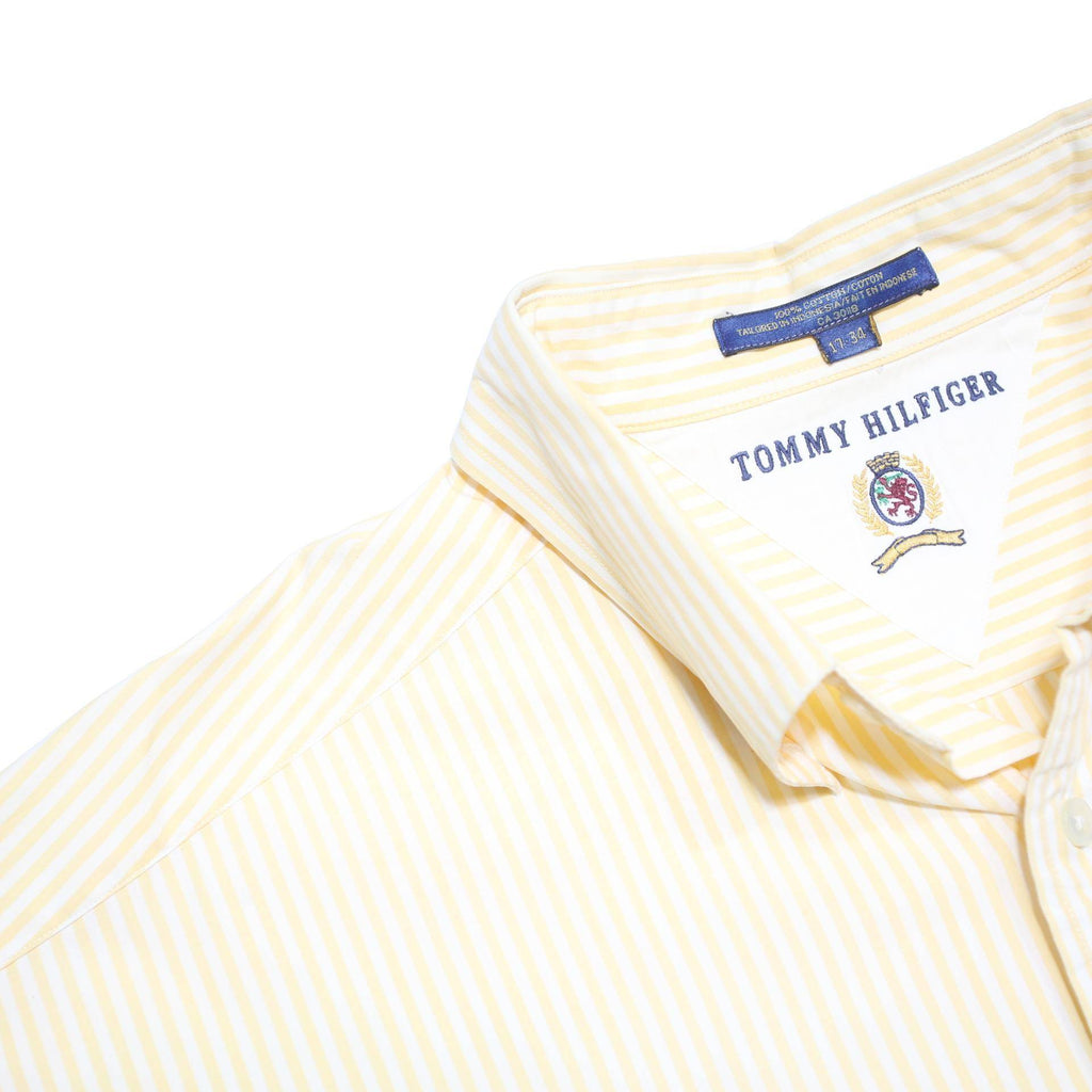 TOMMY HILFIGER Mens Beige & Cream Stripe Shirt XL Button Down Cotton Blend