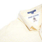 TOMMY HILFIGER Mens Beige & Cream Stripe Shirt XL Button Down Cotton Blend