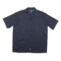 DICKIES Mens Navy Plain Cotton Blend Shirt L Workwear Button Pocket