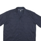 DICKIES Mens Navy Plain Cotton Blend Shirt L Workwear Button Pocket