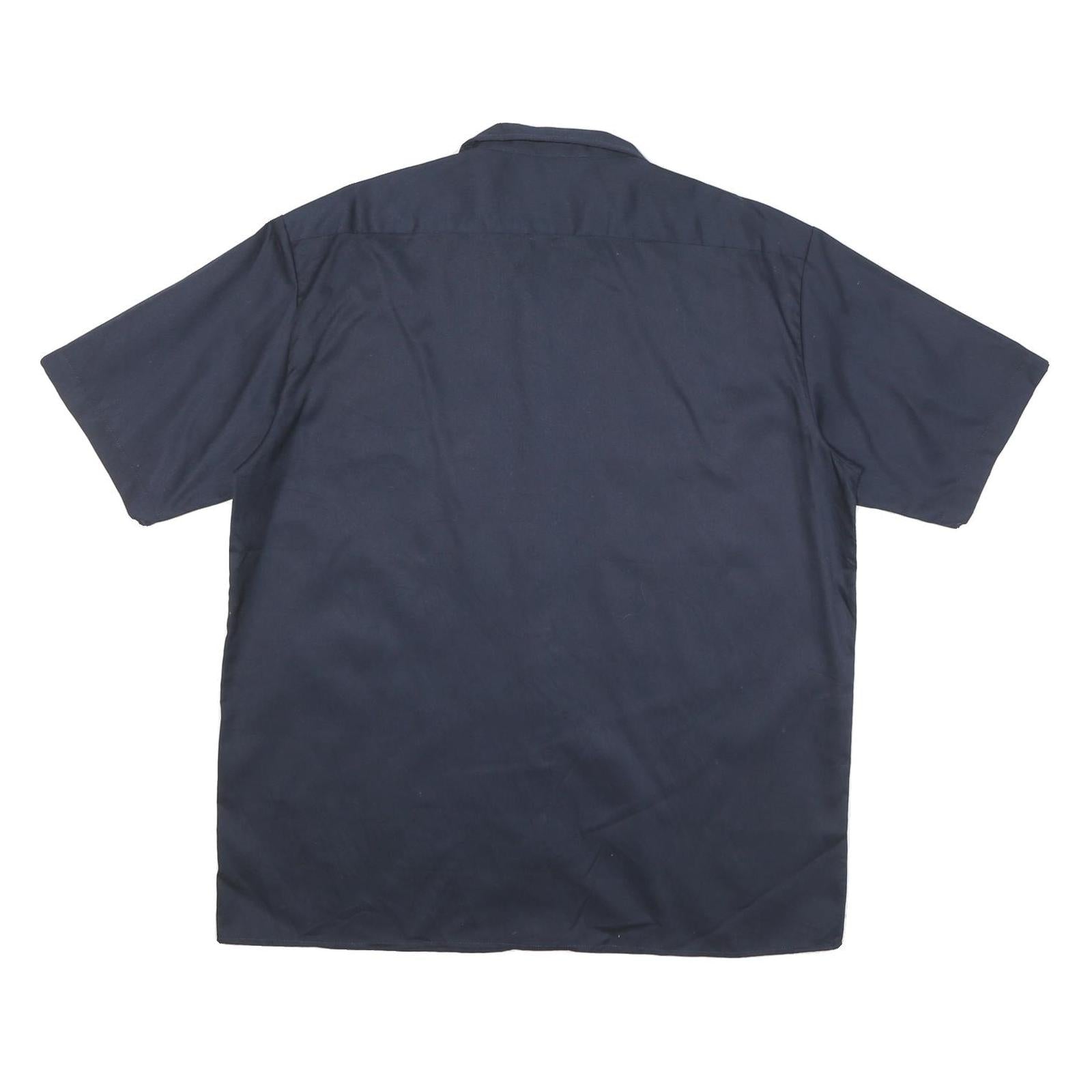 DICKIES Mens Navy Plain Cotton Blend Shirt L Workwear Button Pocket