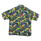 PURITAN Mens Black & Yellow Hot Sauce Print Casual Shirt L Tropical Pattern
