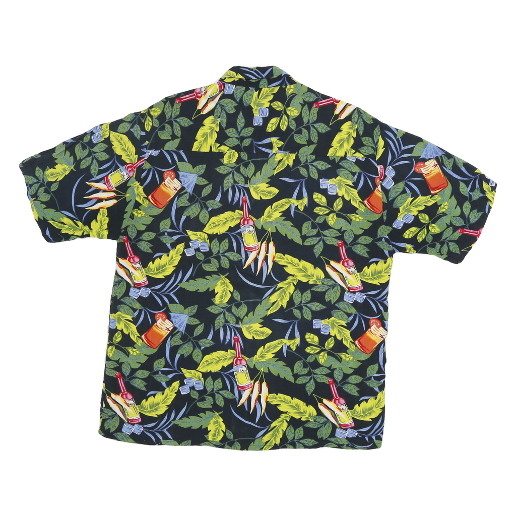 PURITAN Mens Black & Yellow Hot Sauce Print Casual Shirt L Tropical Pattern