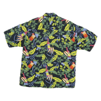 PURITAN Mens Black & Yellow Hot Sauce Print Casual Shirt L Tropical Pattern