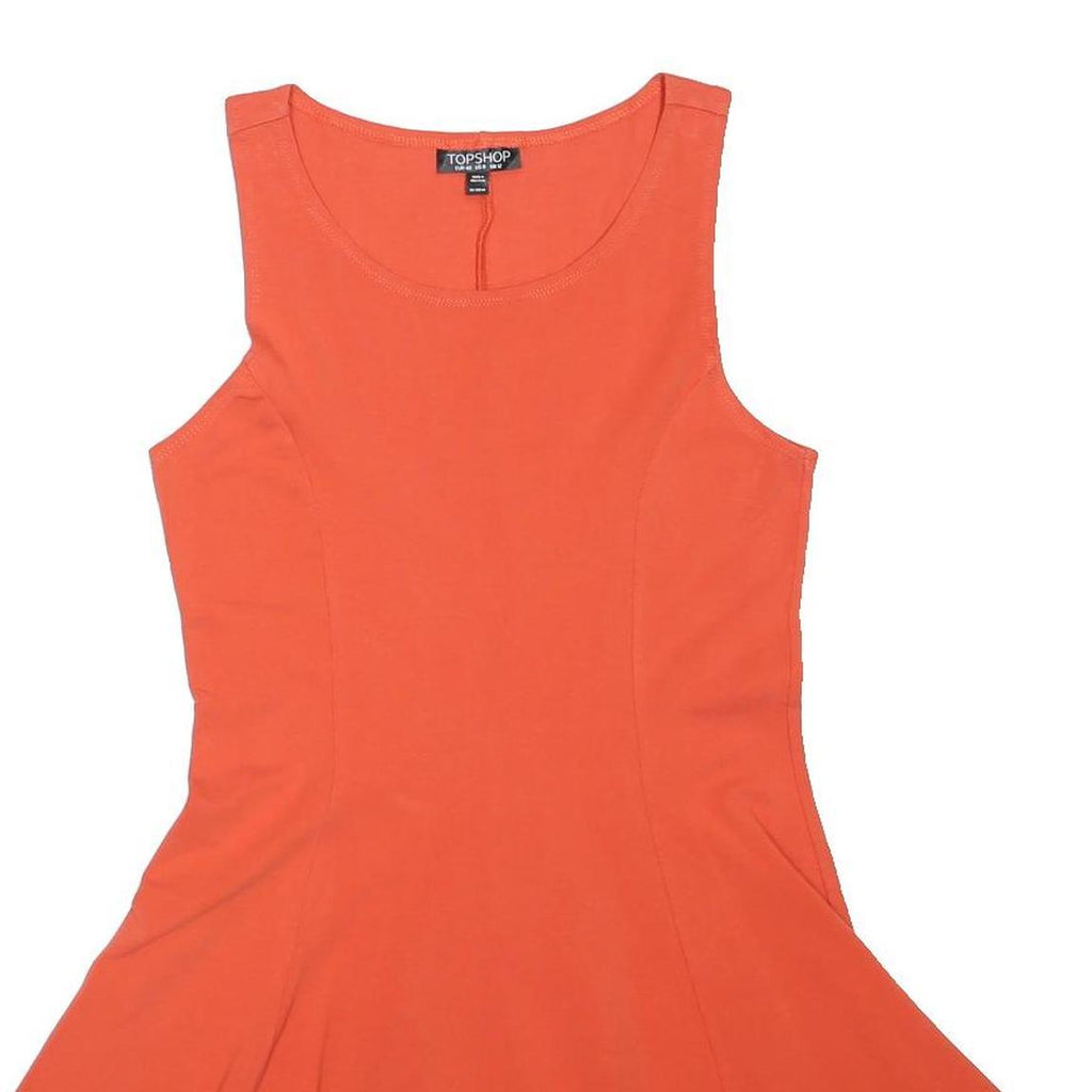 TOPSHOP Womens Orange Sleeveless Fit & Flare Cotton Blend Dress UK 12