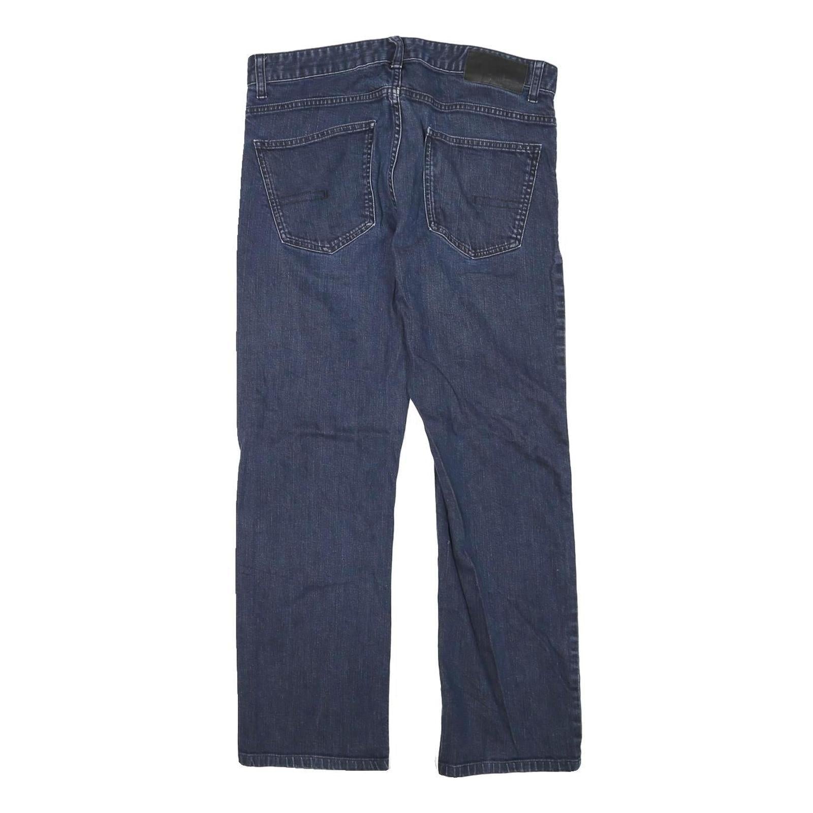 CALVIN KLEIN JEANS Mens Regular Fit Straight Leg Denim Dark W32 L28 Zip Cotton