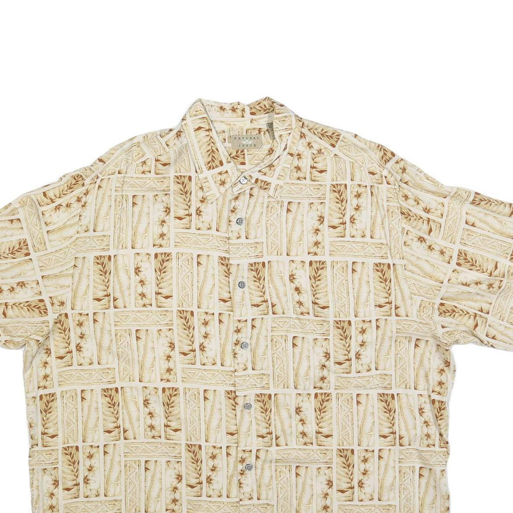 NATURAL ISSUE Mens Beige Cream Printed Cotton Blend Shirt XL Summer Casual