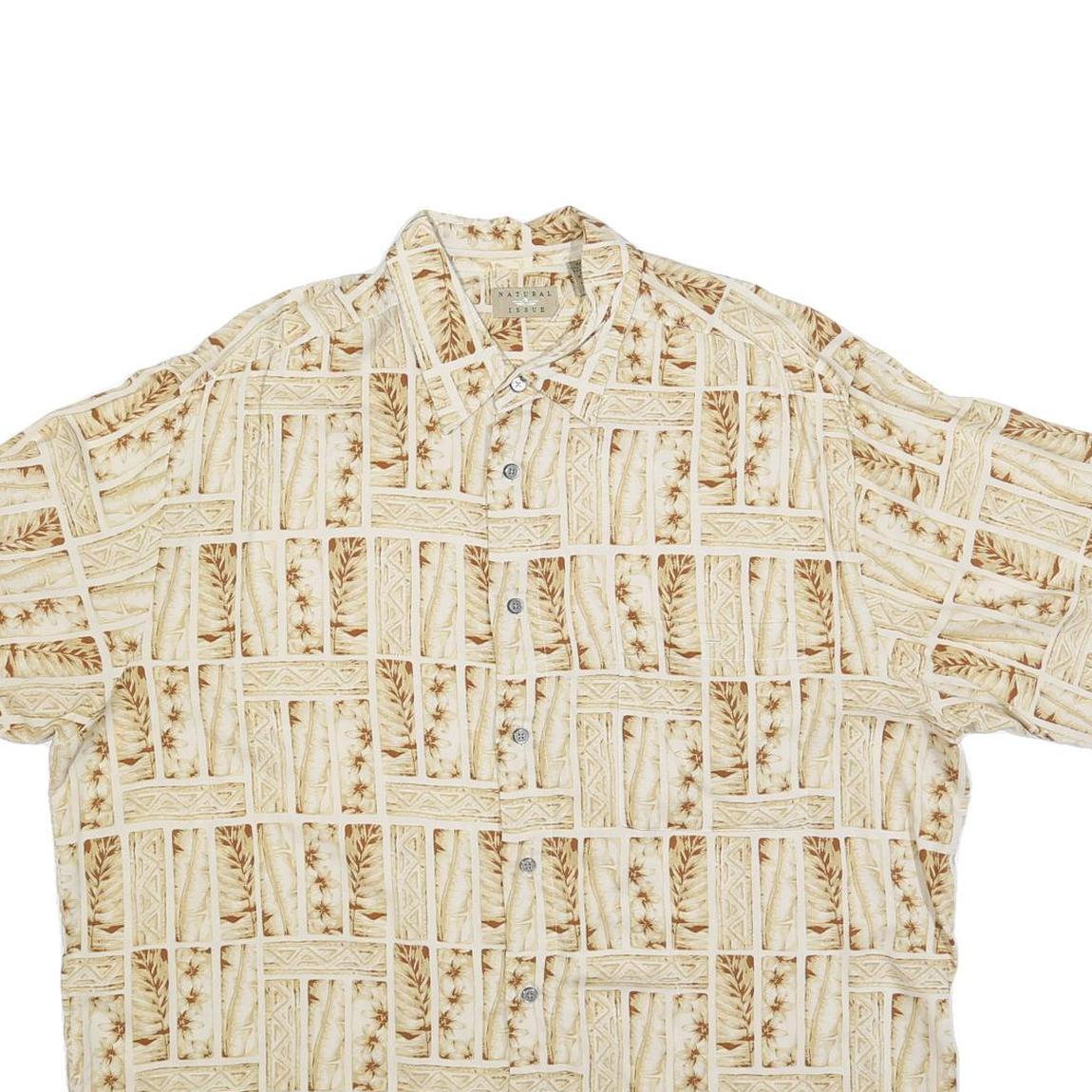 NATURAL ISSUE Mens Beige Cream Printed Cotton Blend Shirt XL Summer Casual