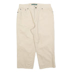 LAUREN RALPH LAUREN Womens Cotton Blend Beige Regular Straight Trousers W32 L21
