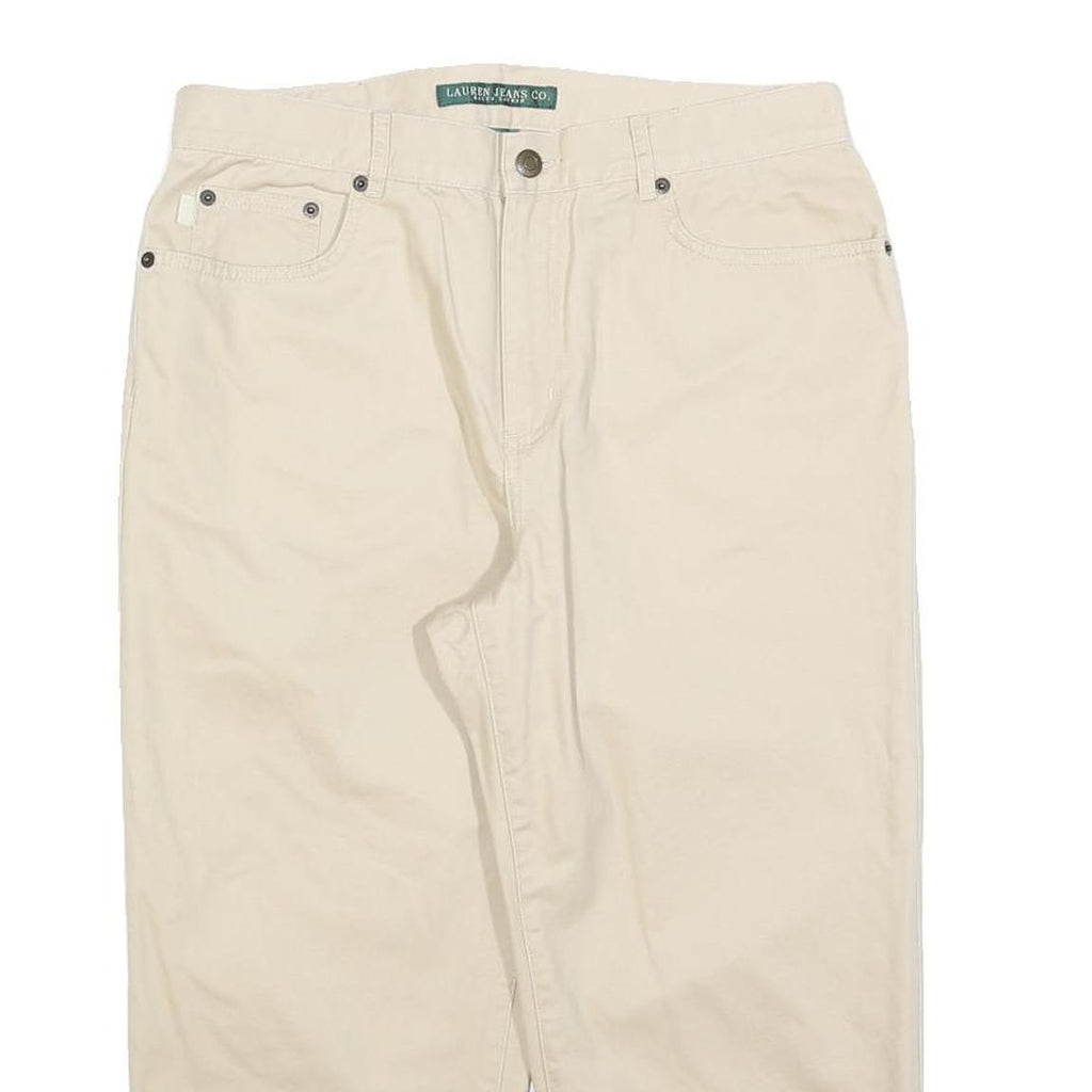LAUREN RALPH LAUREN Womens Cotton Blend Beige Regular Straight Trousers W32 L21