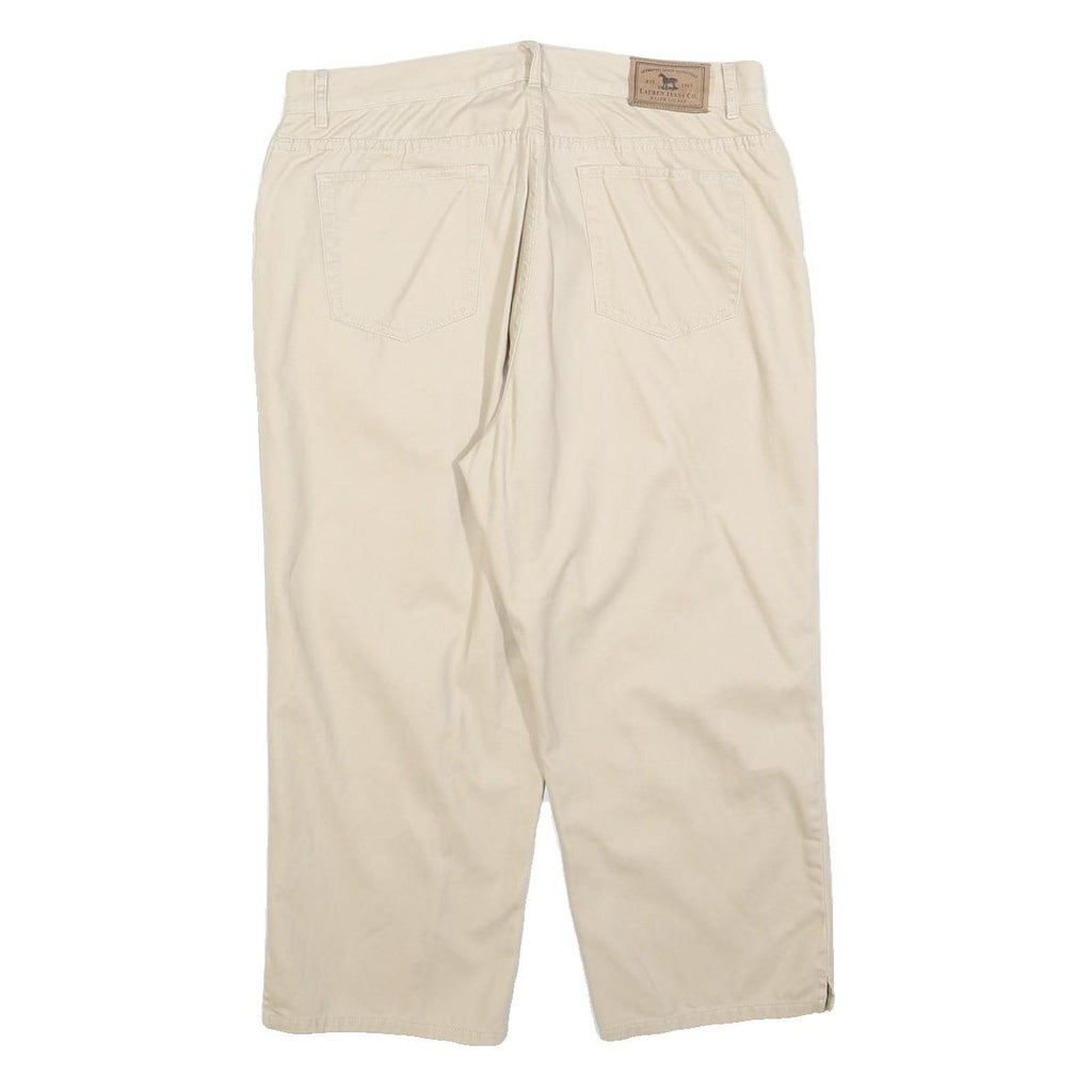 LAUREN RALPH LAUREN Womens Cotton Blend Beige Regular Straight Trousers W32 L21