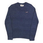 HOLLISTER Mens Blue Plain Jumper Crew Neck Basic Knit S Casual Cotton Pullover