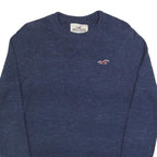 HOLLISTER Mens Blue Plain Jumper Crew Neck Basic Knit S Casual Cotton Pullover
