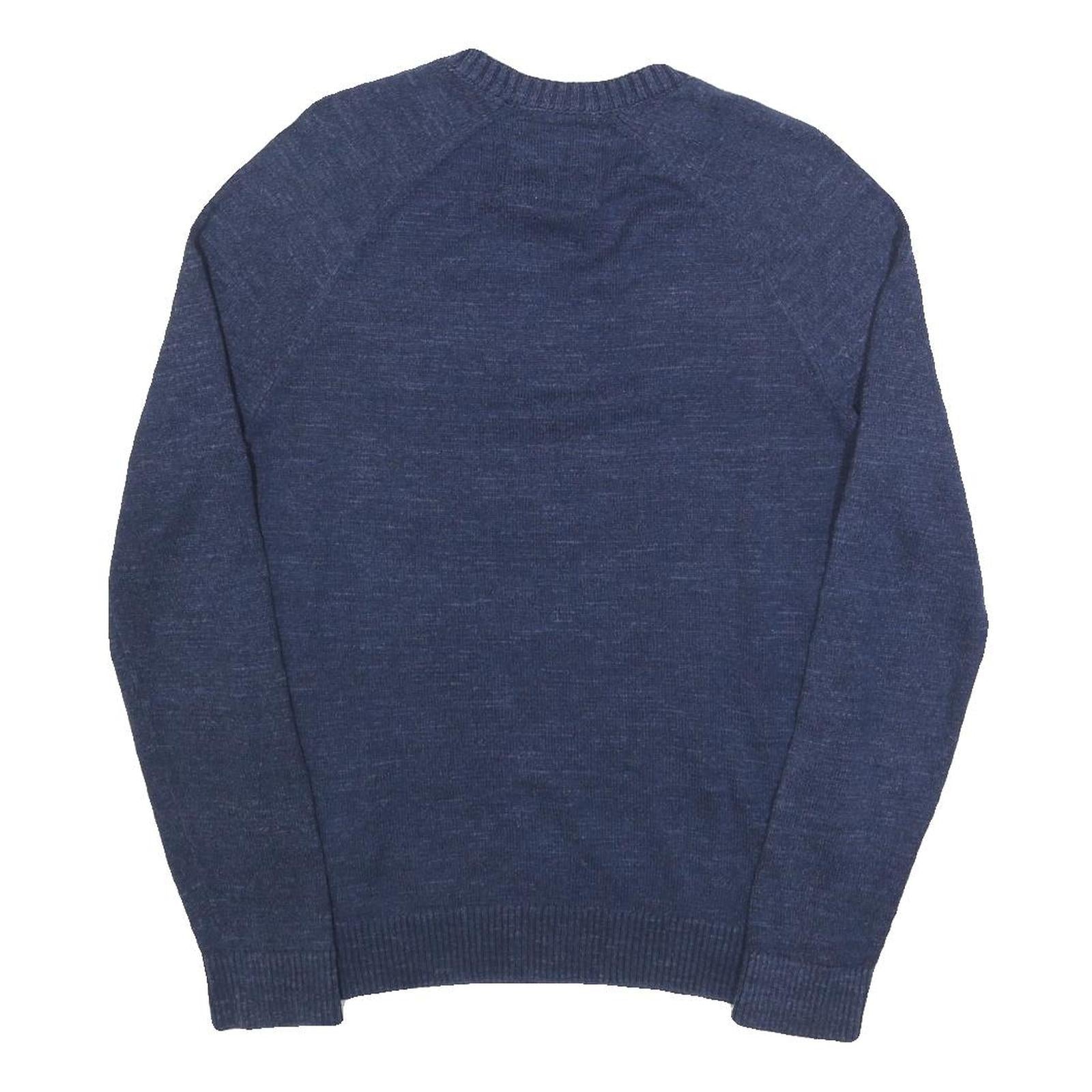 HOLLISTER Mens Blue Plain Jumper Crew Neck Basic Knit S Casual Cotton Pullover