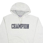 CHAMPION Mens White Hoodie L Cotton Blend Pullover Classic Logo Sweatshirt