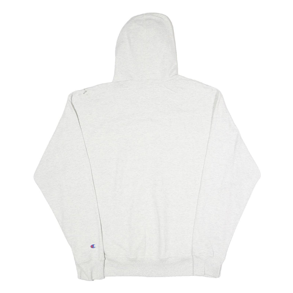 CHAMPION Mens White Hoodie L Cotton Blend Pullover Classic Logo Sweatshirt