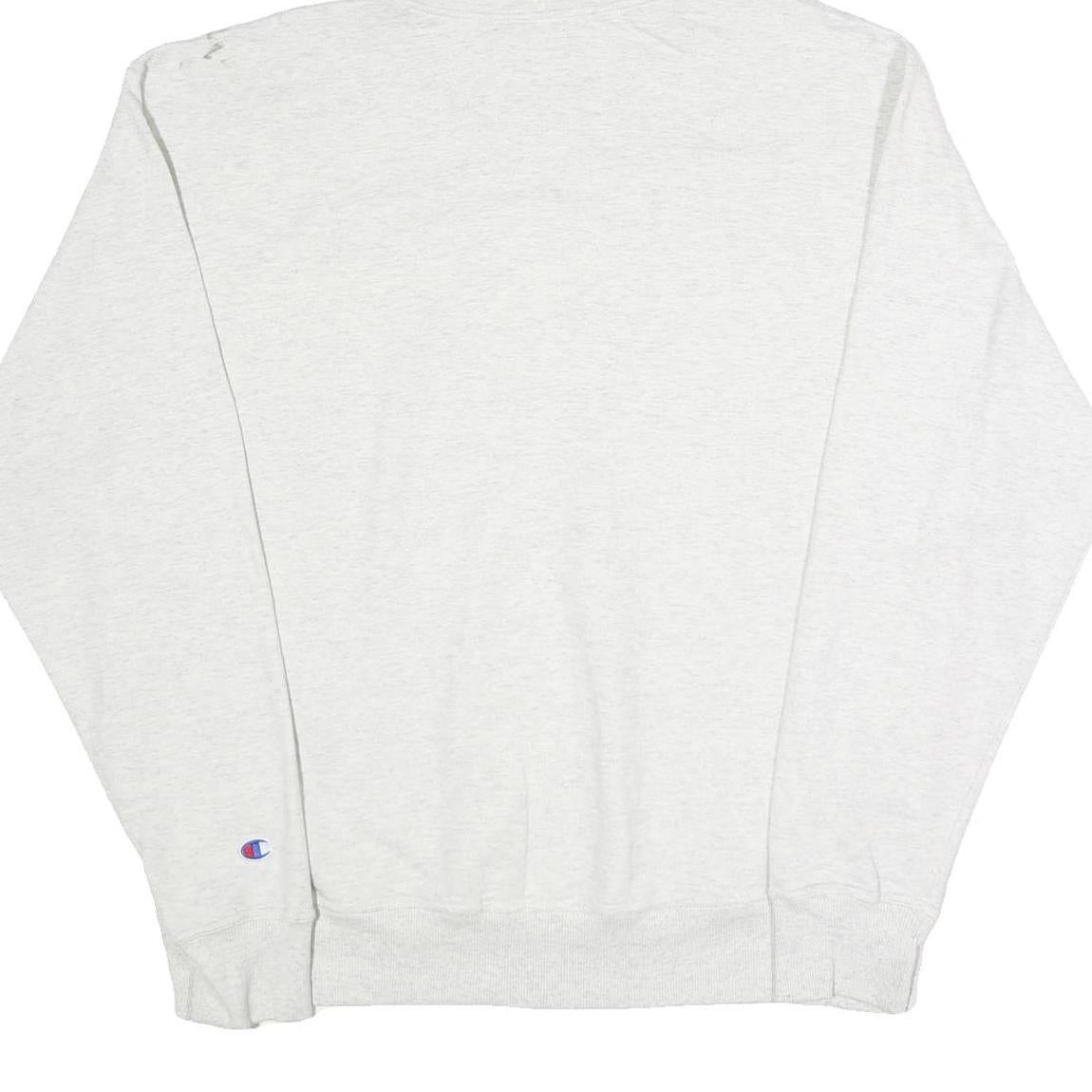 CHAMPION Mens White Hoodie L Cotton Blend Pullover Classic Logo Sweatshirt