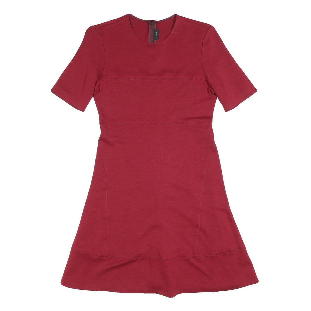 JOSEPH Womens Red Fit & Flare Polyester Blend Dress M Short Sleeve Knee Length