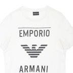 EMPORIO ARMANI Mens White Graphic T-Shirt S Short Sleeve Crew Neck Cotton Blend